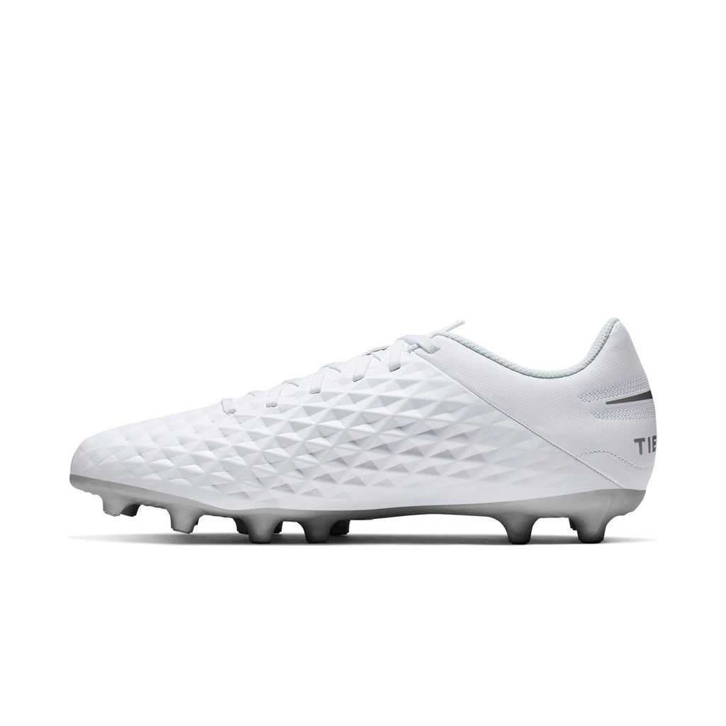 Tiempo Legend 8 Club FG/MG Cleats - White/Chrome/Pure Platinum - AT6107-100-NIKE by Nike | Available at Niky's Sports