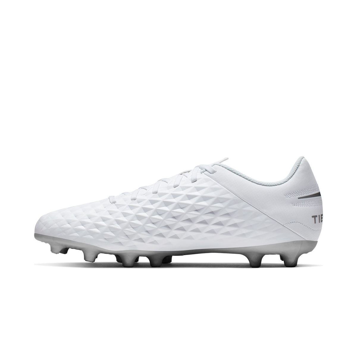 Tiempo Legend 8 Club FG/MG Cleats - White/Chrome/Pure Platinum - AT6107-100-NIKE by Nike | Available at Niky's Sports