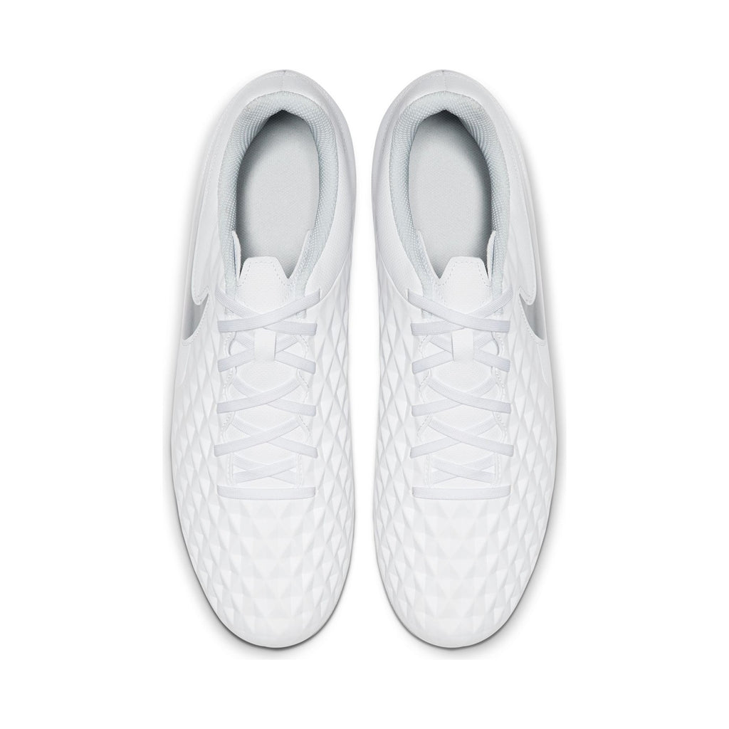 Tiempo Legend 8 Club FG/MG Cleats - White/Chrome/Pure Platinum - AT6107-100-NIKE by Nike | Available at Niky's Sports