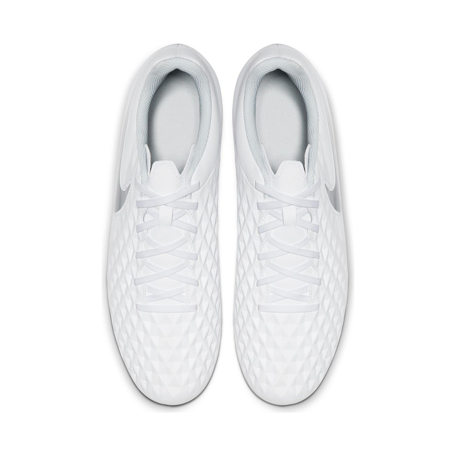 Tiempo Legend 8 Club FG/MG Cleats - White/Chrome/Pure Platinum - AT6107-100-NIKE by Nike | Available at Niky's Sports