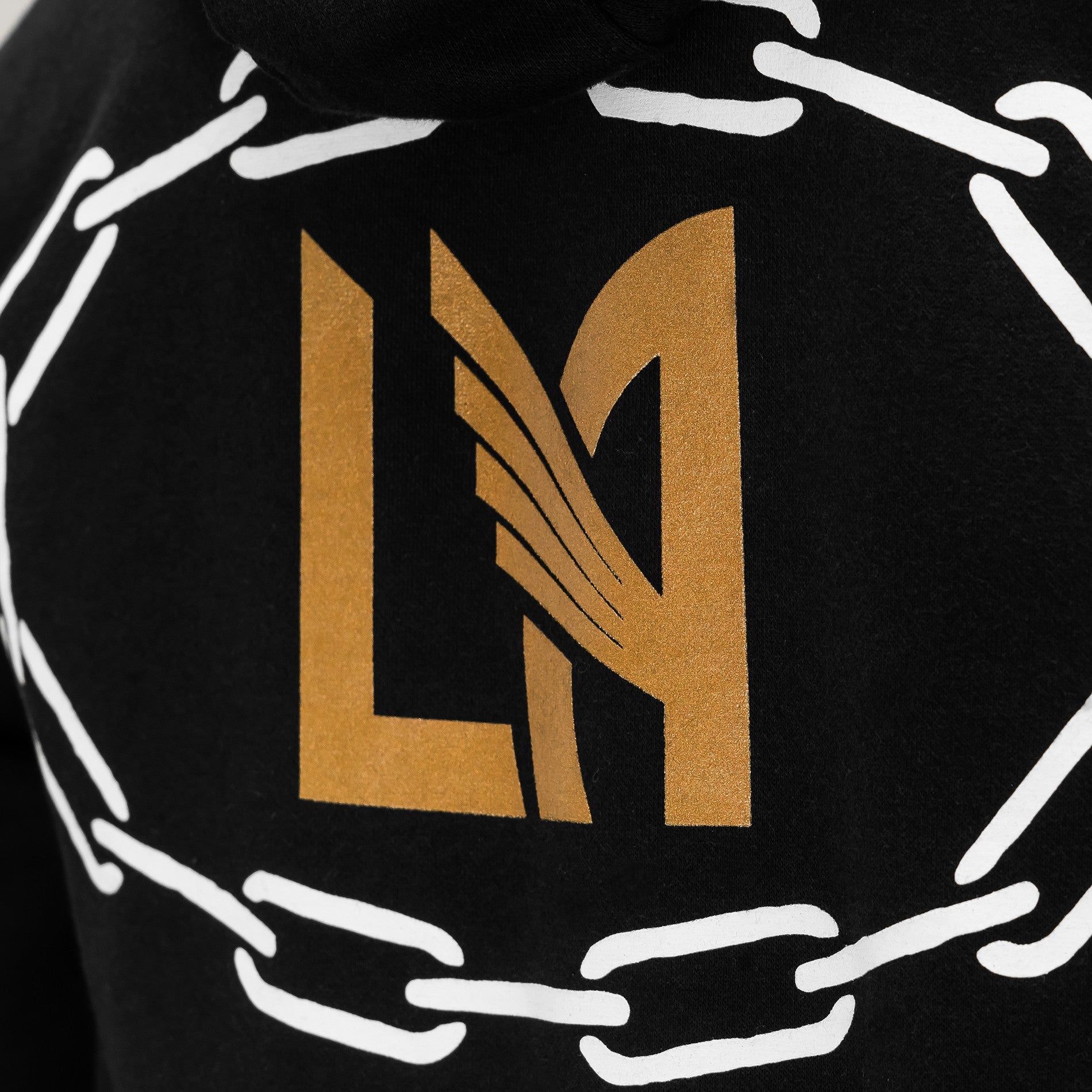 LAFC x Never Made Chain Hoodie - Black/Gold - BMPHMO19037-LAFBLCK-MITCHELL & NESS by Mitchell & Ness | Available at Niky's Sports