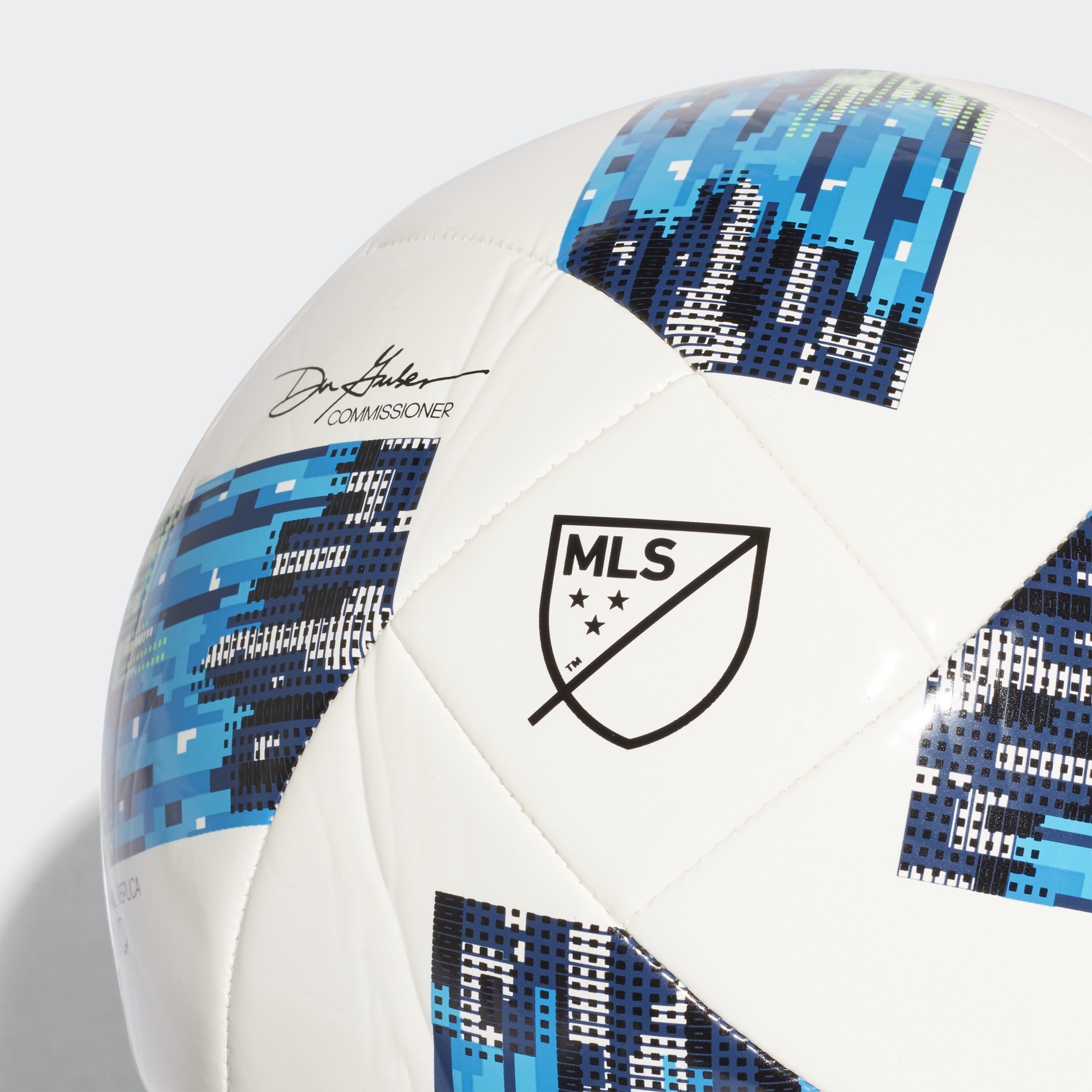 MLS 18 Glider Soccer Ball White Solar Blue Shock Blue Mystery Blue