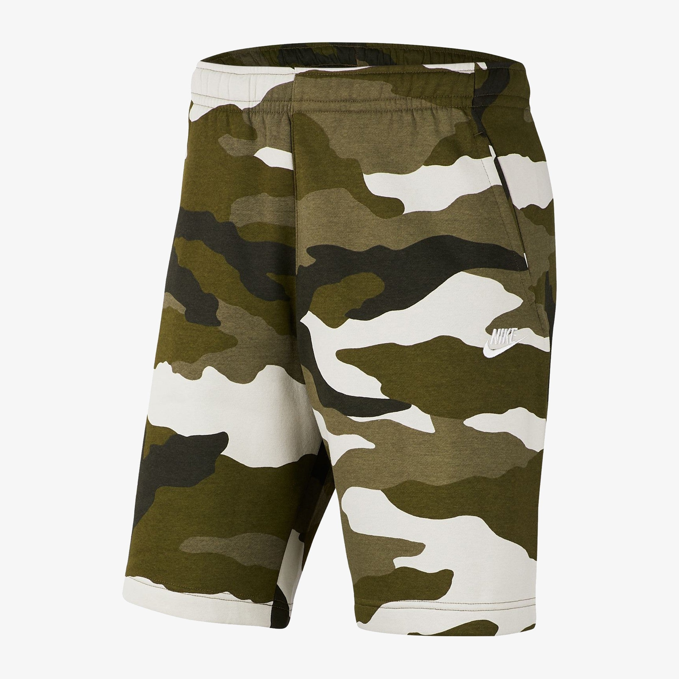 Men's Sportswear Club Fleece Shorts - Medium Olive/Medium Olive/Summit White - CJ9931-222-NIKE by Nike | Available at Niky's Sports