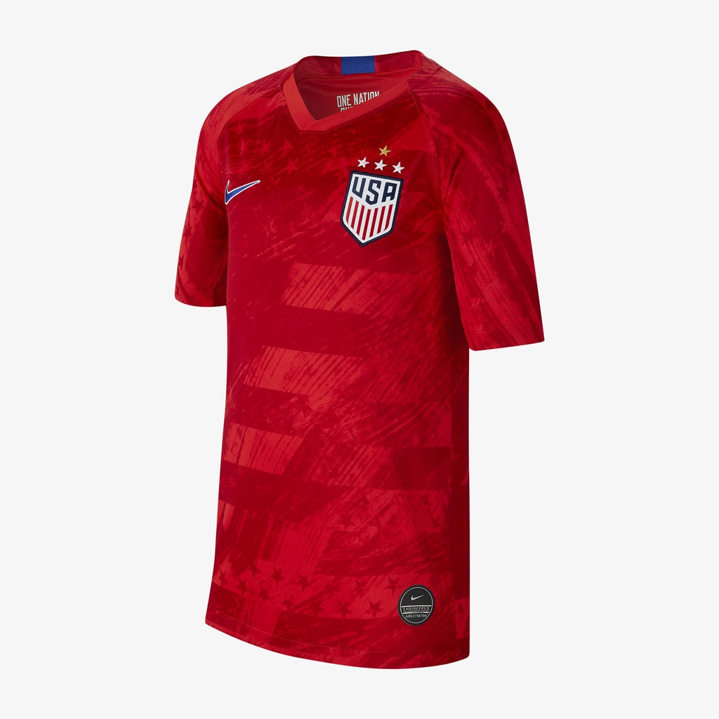 Kid's USA 2019 4-Star Away Stadium Jersey - Speed Red/Bright Blue/Bright Blue/Bright Blue - CQ4245-689-NIKE by Nike | Available at Niky's Sports