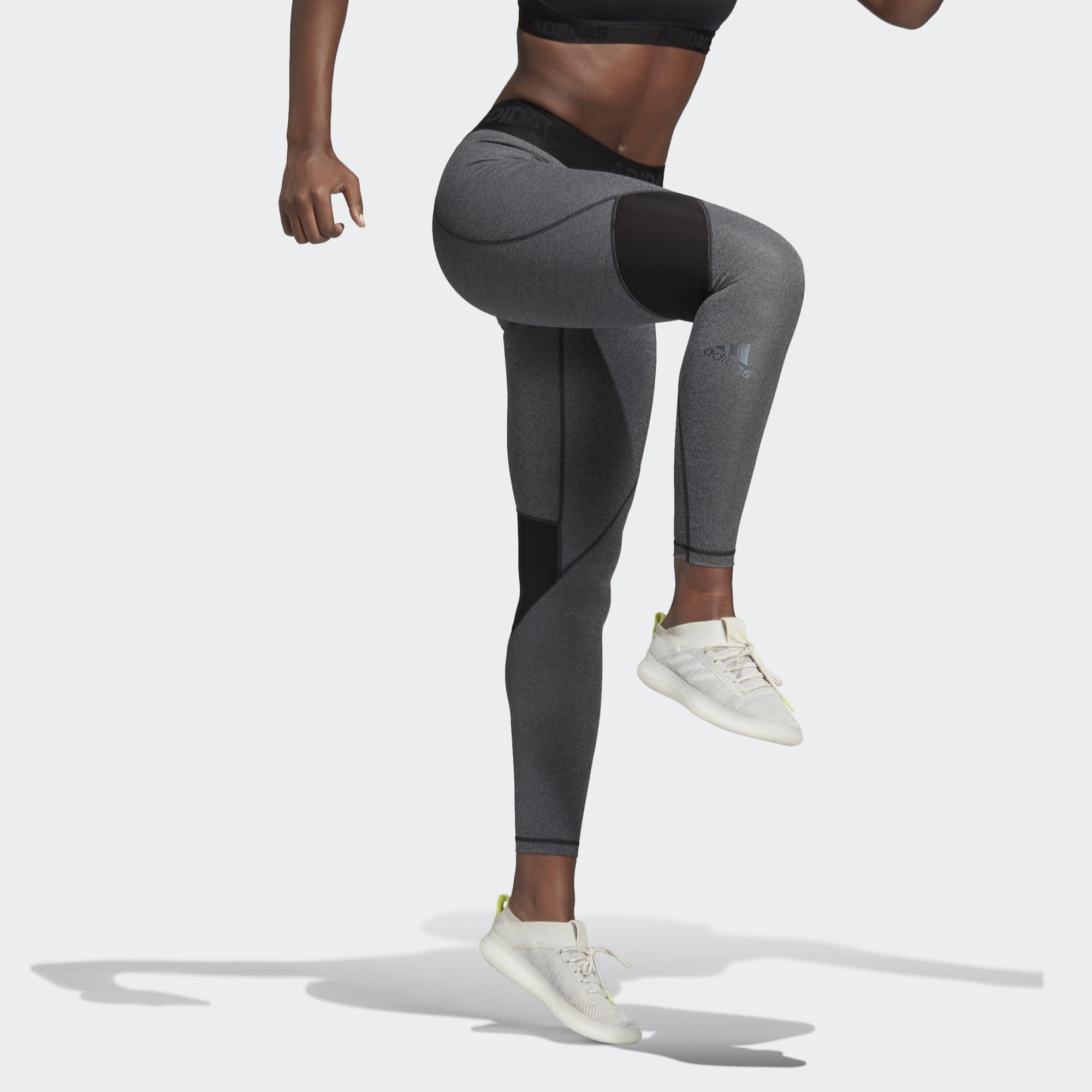 Women's Alphaskin Sport Tights - Dark Grey Heather/Black - DH4462-ADIDAS by Adidas | Available at Niky's Sports