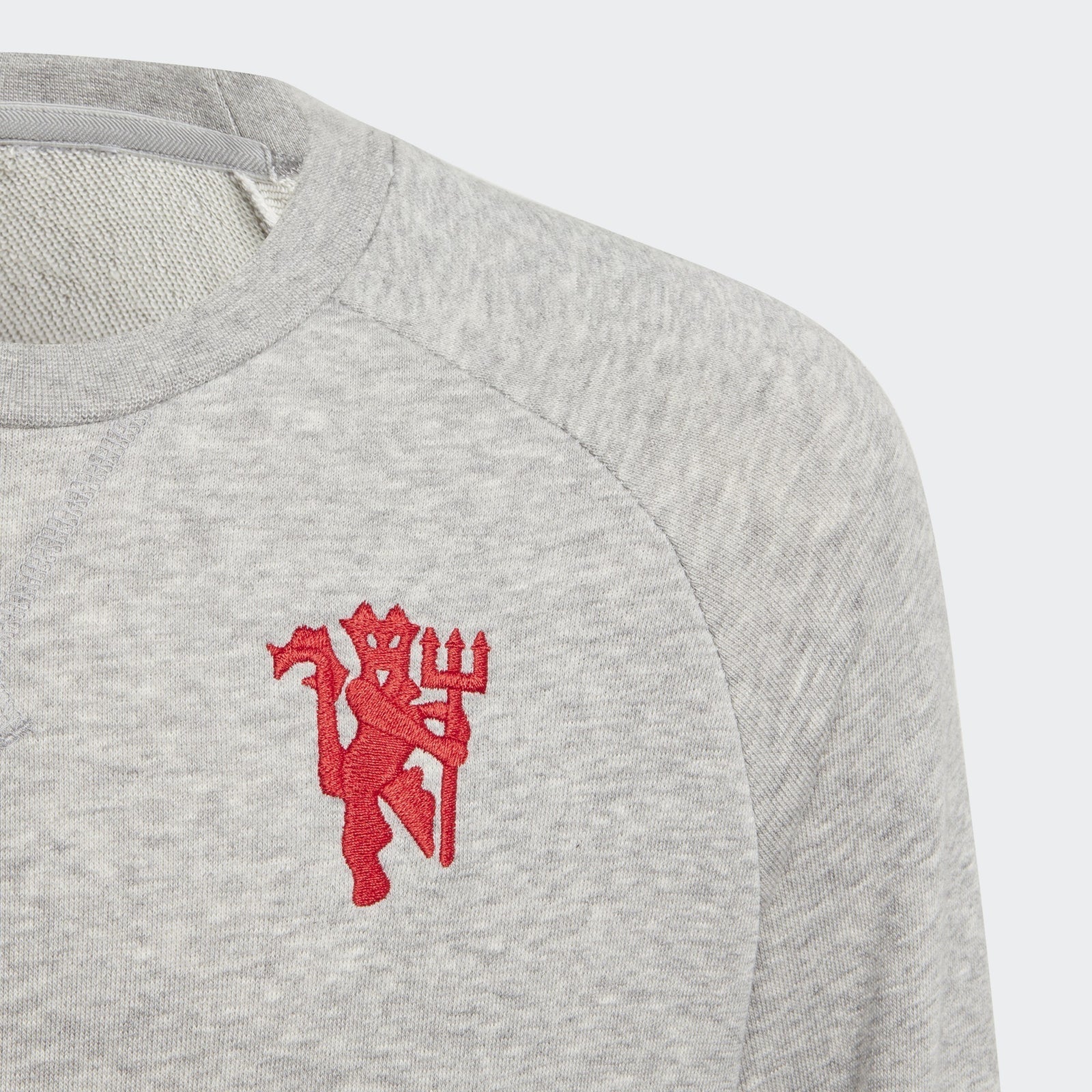 Kid's Manchester United Crew Sweatshirt - Heathered Gray/Black - DX9075-ADIDAS by Adidas | Available at Niky's Sports