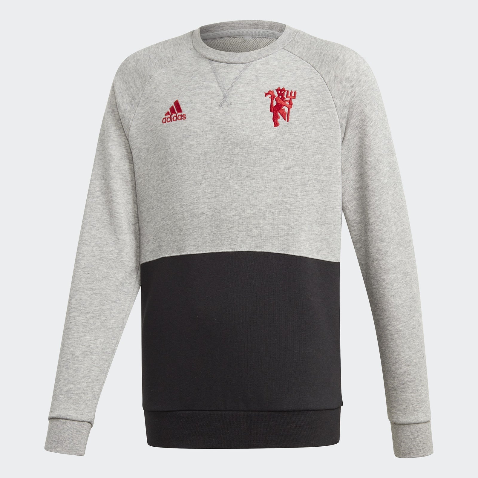 Kid's Manchester United Crew Sweatshirt - Heathered Gray/Black - DX9075-ADIDAS by Adidas | Available at Niky's Sports