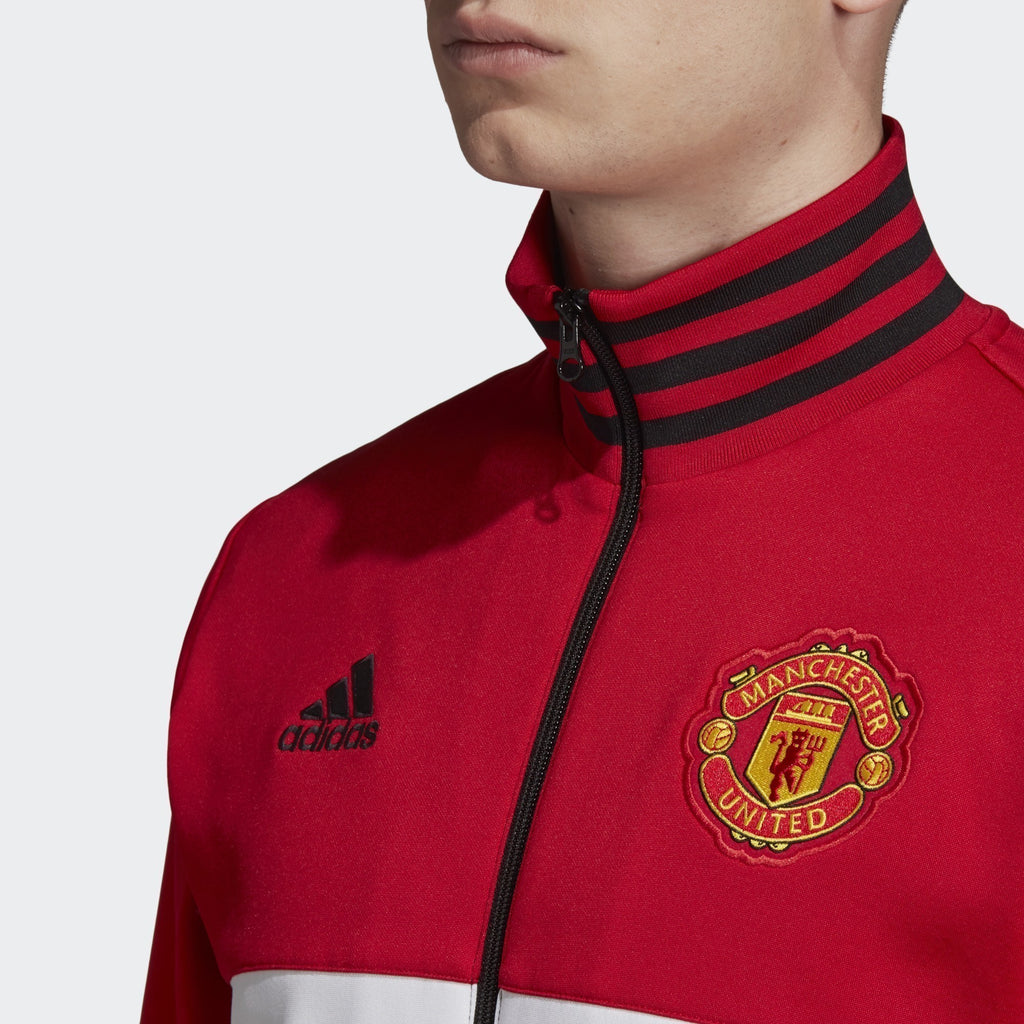 Men's Manchester United 3 Stripes Track Top - Real Red/White/Black