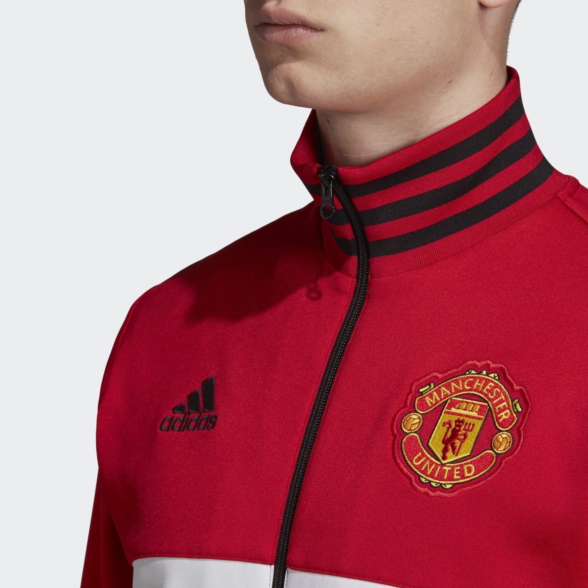Men's Manchester United 3 Stripes Track Top - Real Red/White/Black