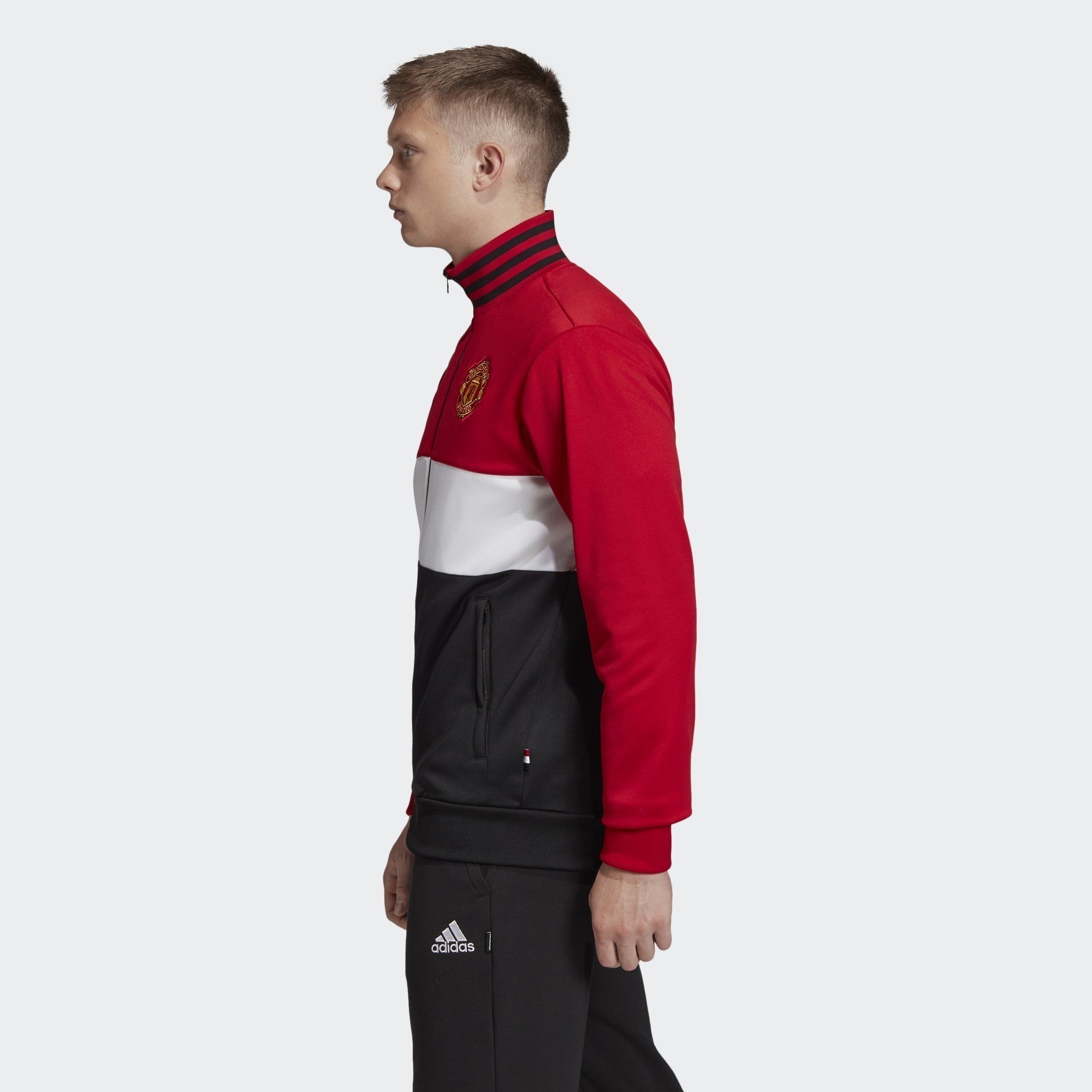 Men's Manchester United 3 Stripes Track Top - Real Red/White/Black