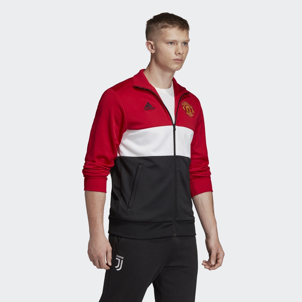 Men's Manchester United 3 Stripes Track Top - Real Red/White/Black