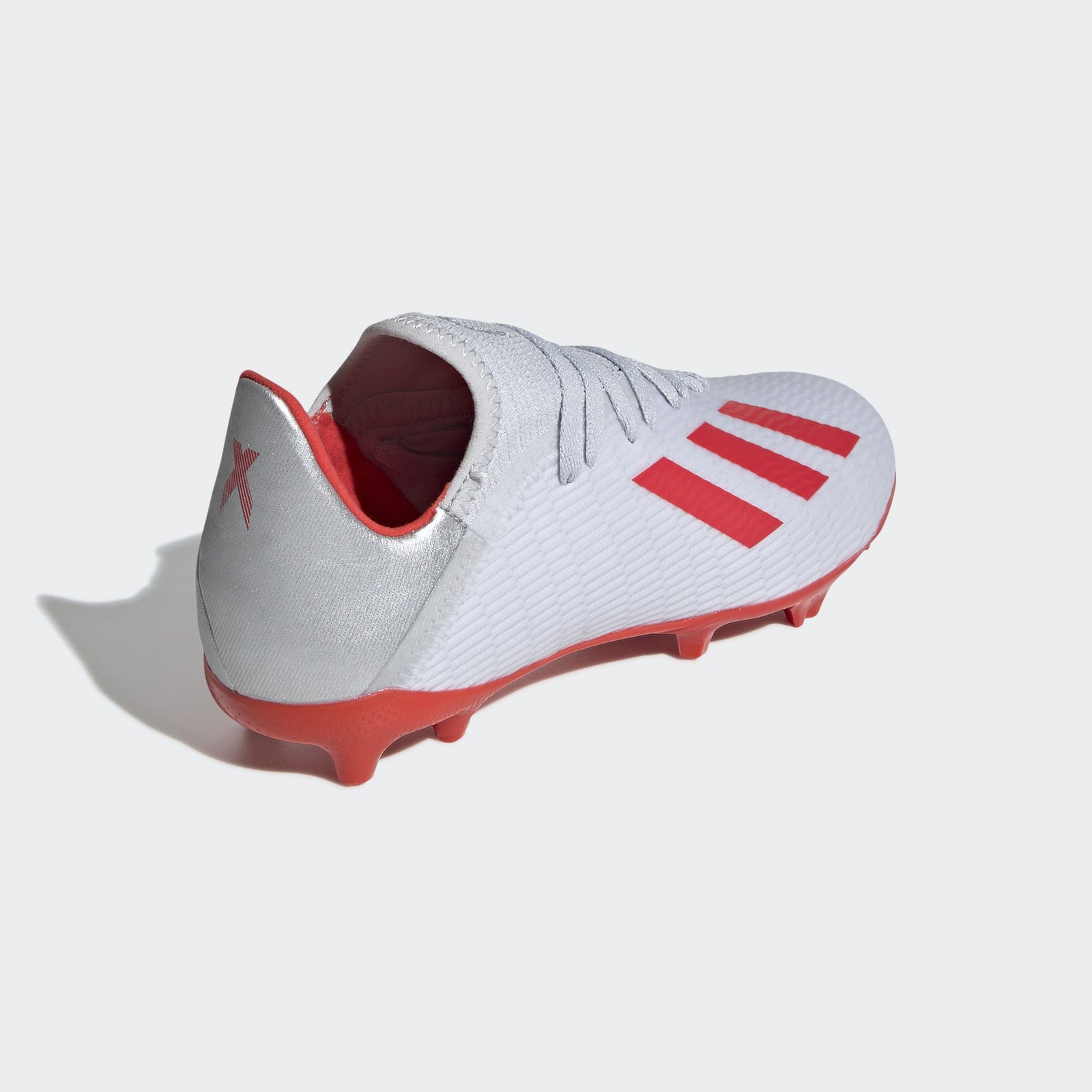 X 18.3 FG Kid's Cleats - Silver/Hi-Res Red/Footwear White - F35365-ADIDAS by Adidas | Available at Niky's Sports