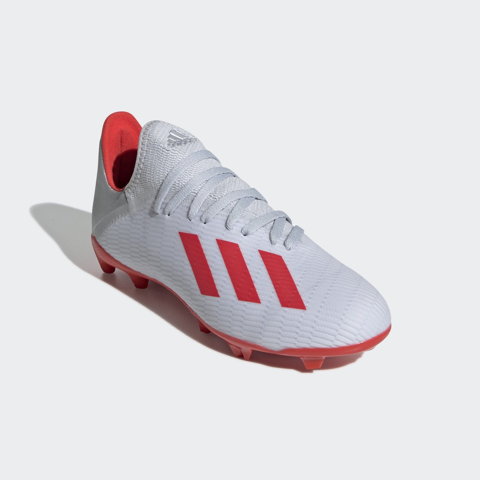 X 18.3 FG Kid's Cleats - Silver/Hi-Res Red/Footwear White - F35365-ADIDAS by Adidas | Available at Niky's Sports