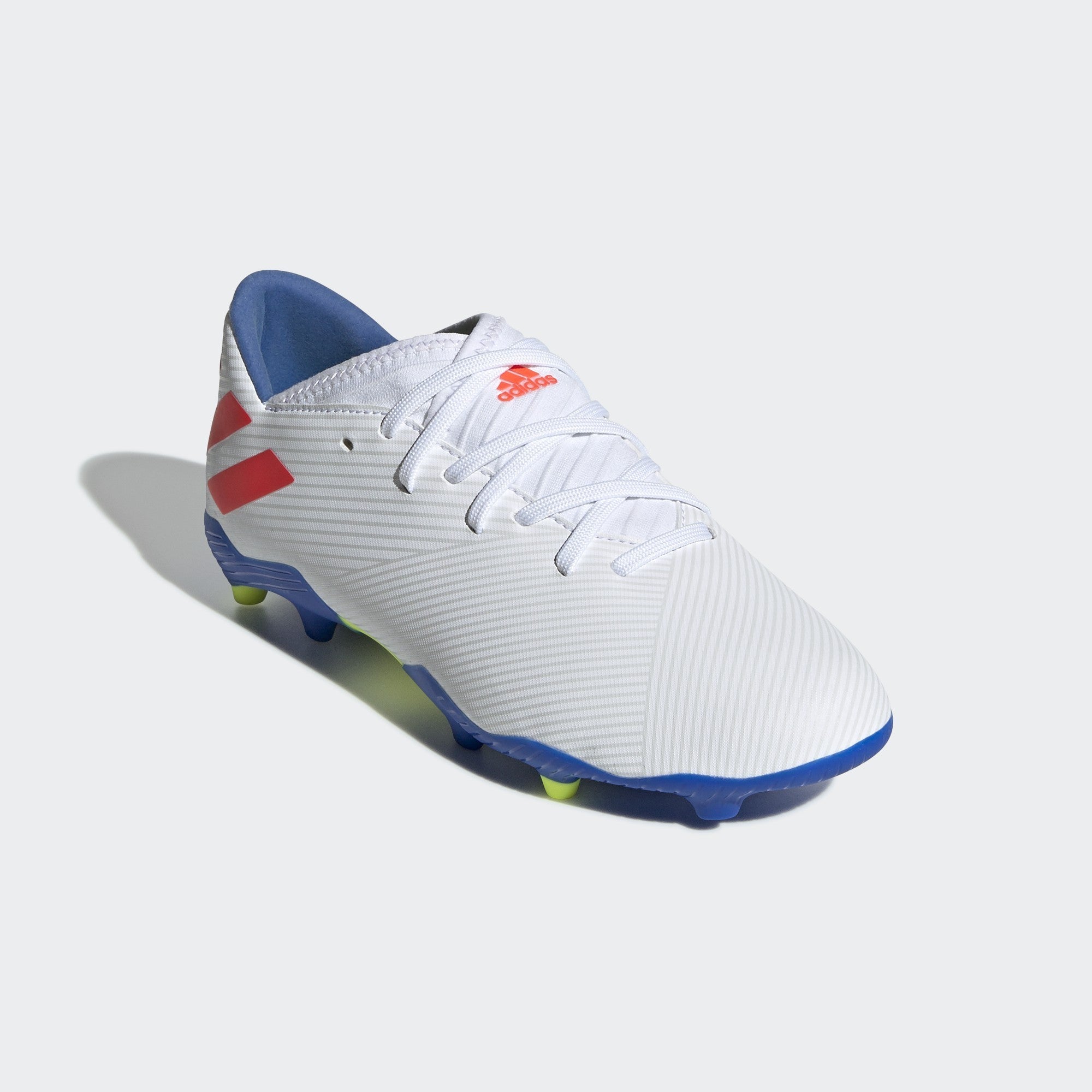 Nemeziz Messi 19.3 FG Kid's Cleats - Footwear White/Solar Red/Football Blue - F99933-ADIDAS by Adidas | Available at Niky's Sports