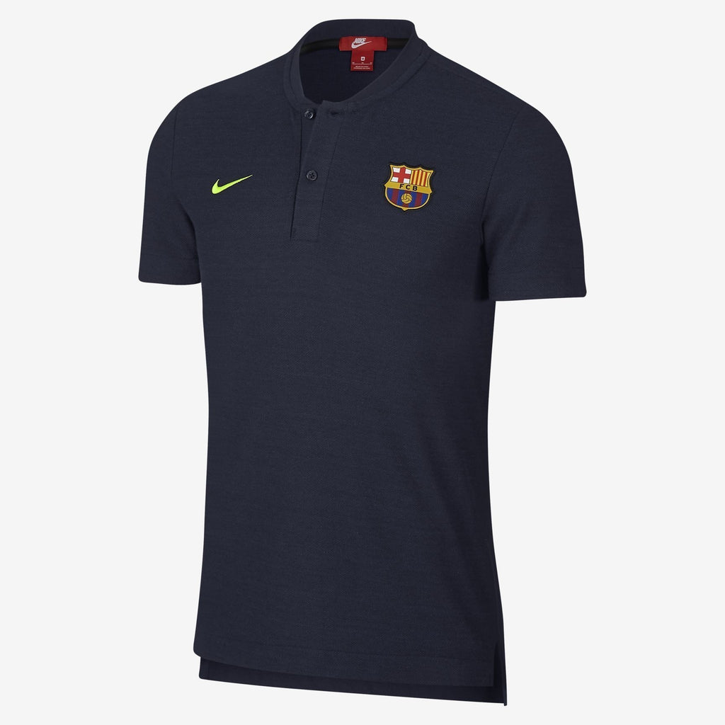 Men's FC Barcelona Authentic Polo - Obsidian/Volt - 892335-453-NIKE by Nike | Available at Niky's Sports