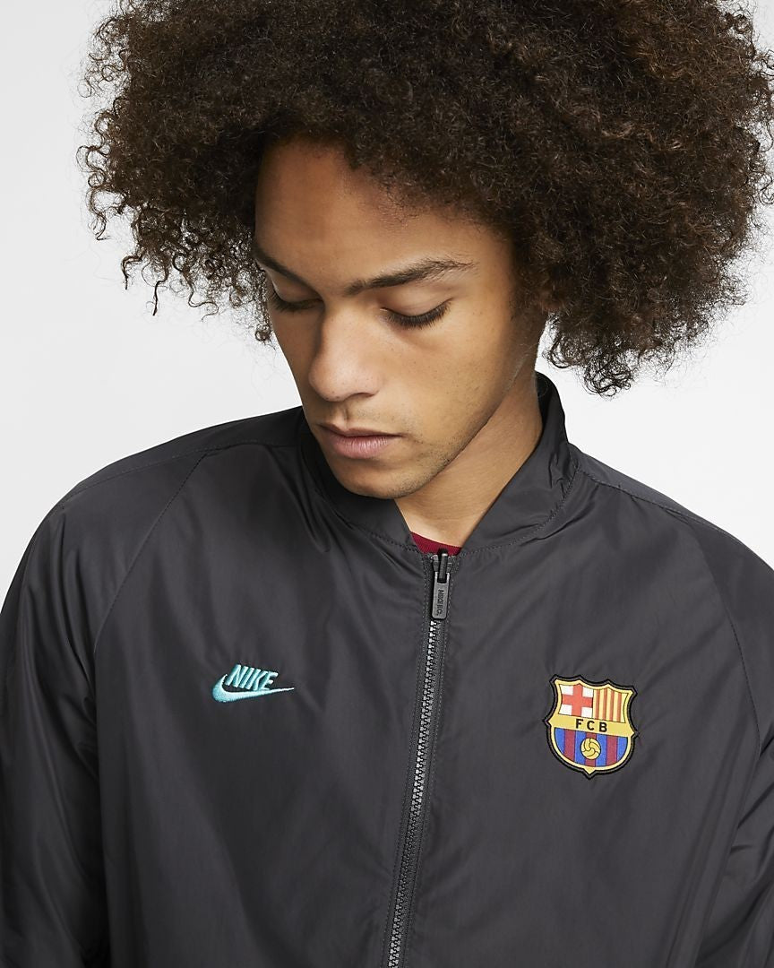 Men's Reversible FC Barcelona Jacket-Dark Smoke Grey/Cabana