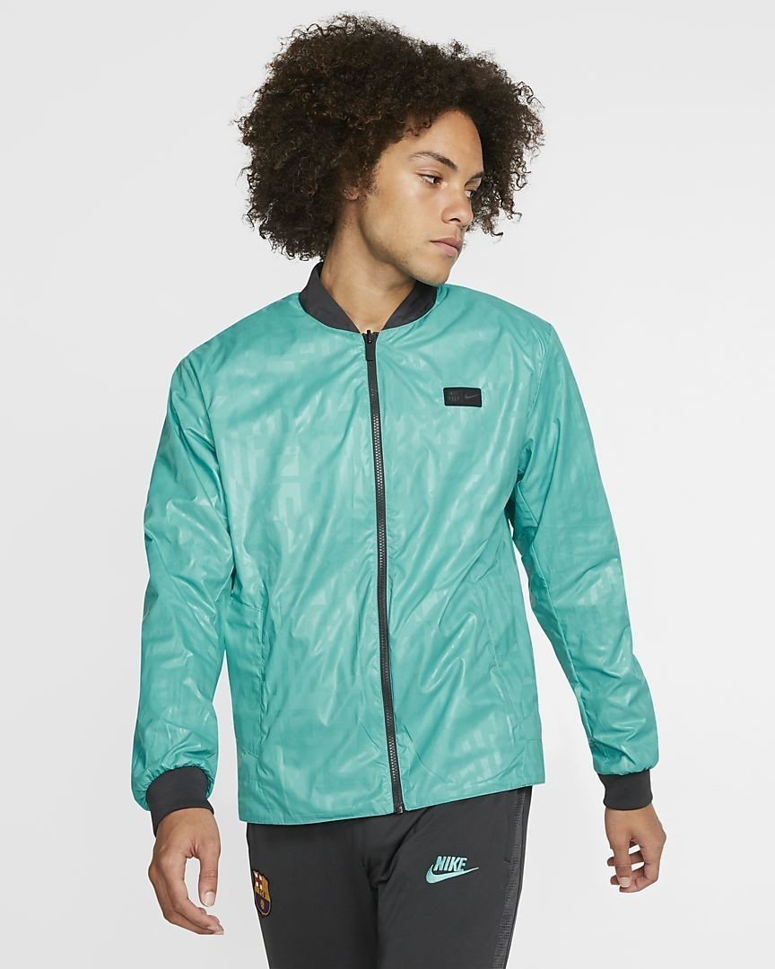 Men's Reversible FC Barcelona Jacket-Dark Smoke Grey/Cabana