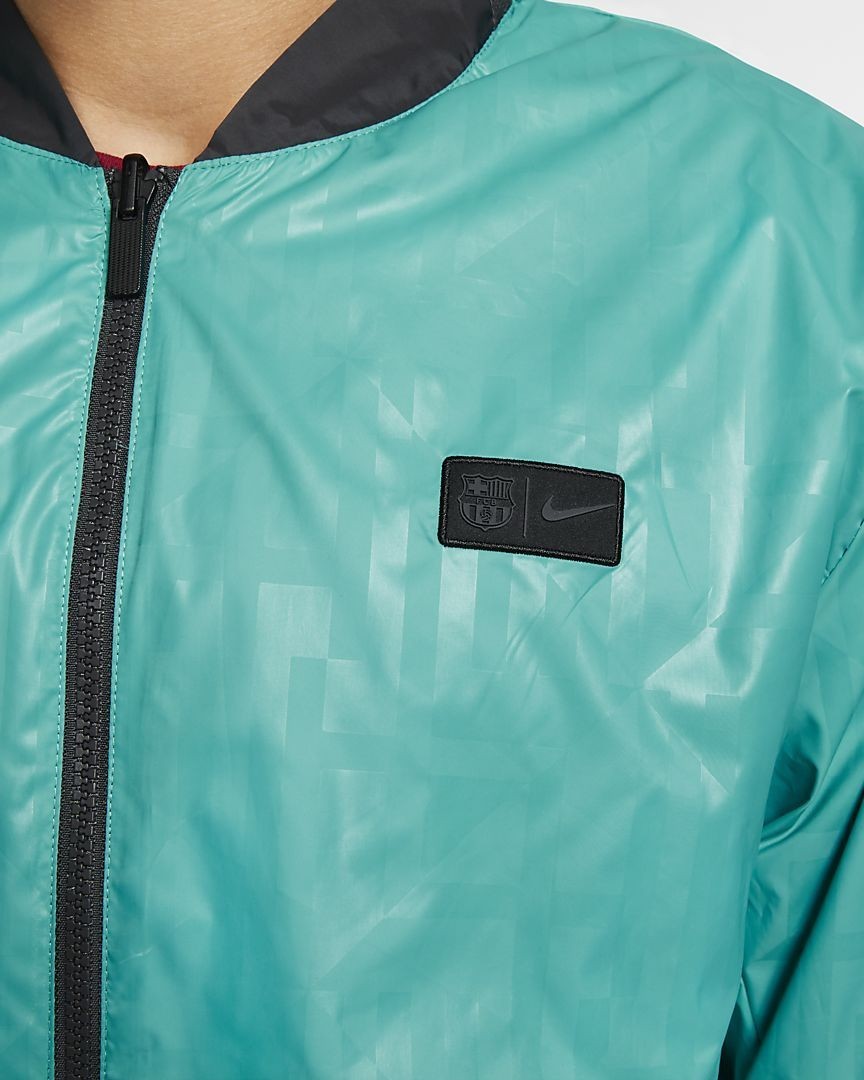 Men's Reversible FC Barcelona Jacket-Dark Smoke Grey/Cabana