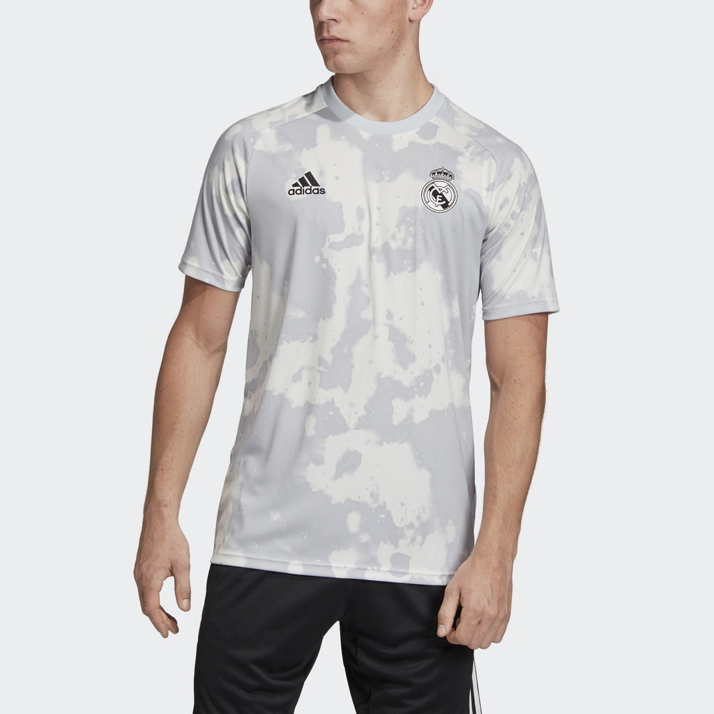 Men's Real Madrid Pre-Match Jersey - Grey/White - FL7865-ADIDAS by Adidas | Available at Niky's Sports