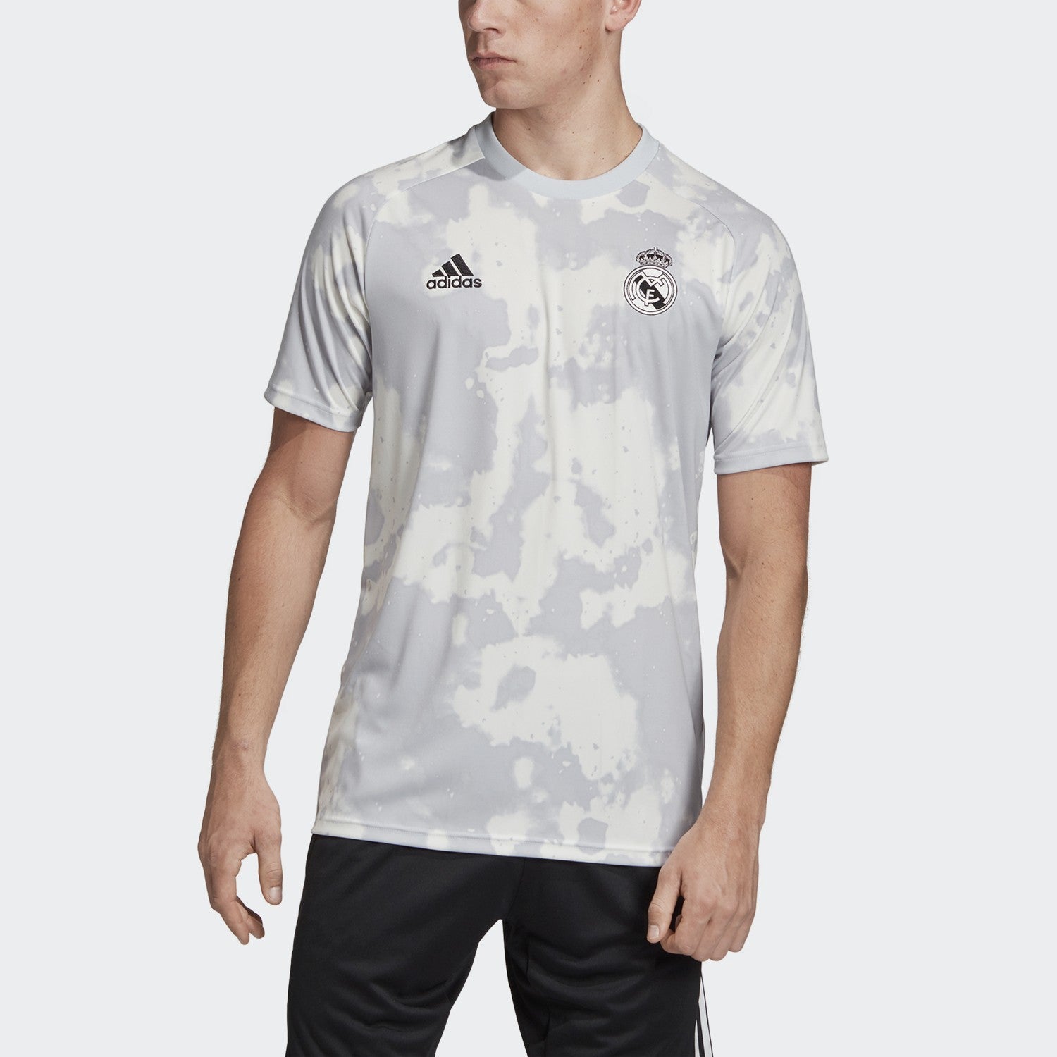 Men's Real Madrid Pre-Match Jersey - Grey/White - FL7865-ADIDAS by Adidas | Available at Niky's Sports