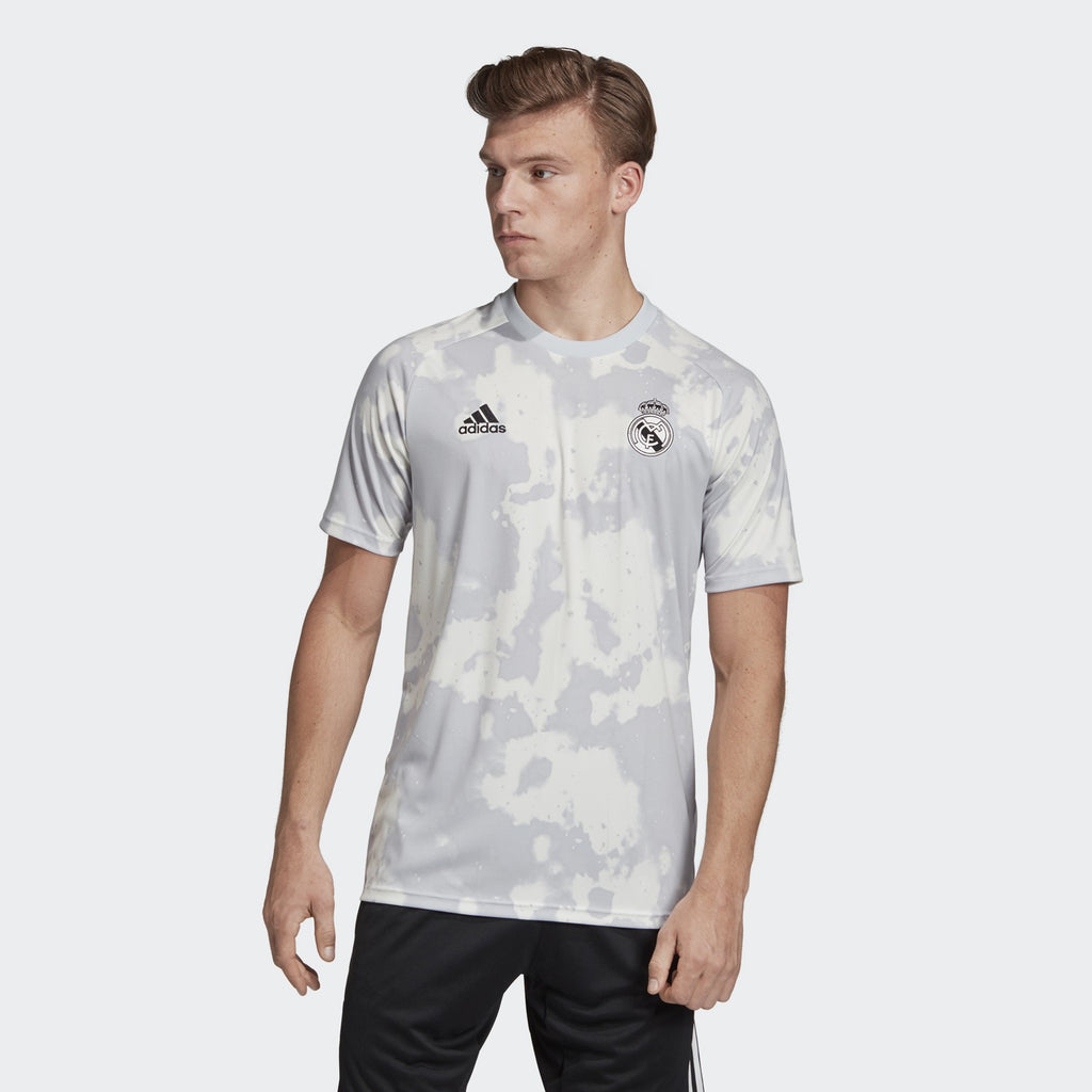 Men's Real Madrid Pre-Match Jersey - Grey/White - FL7865-ADIDAS by Adidas | Available at Niky's Sports