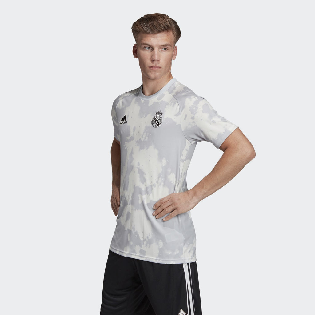 Men's Real Madrid Pre-Match Jersey - Grey/White - FL7865-ADIDAS by Adidas | Available at Niky's Sports