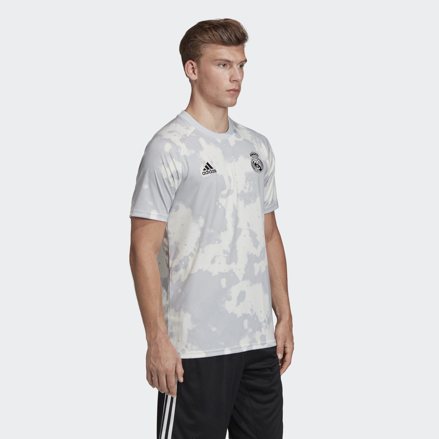 Men's Real Madrid Pre-Match Jersey - Grey/White - FL7865-ADIDAS by Adidas | Available at Niky's Sports