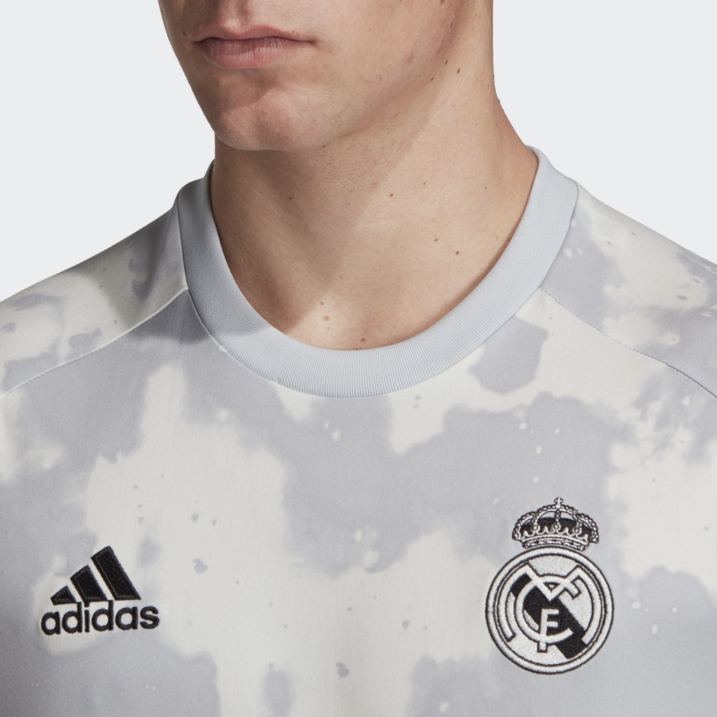 Men's Real Madrid Pre-Match Jersey - Grey/White - FL7865-ADIDAS by Adidas | Available at Niky's Sports