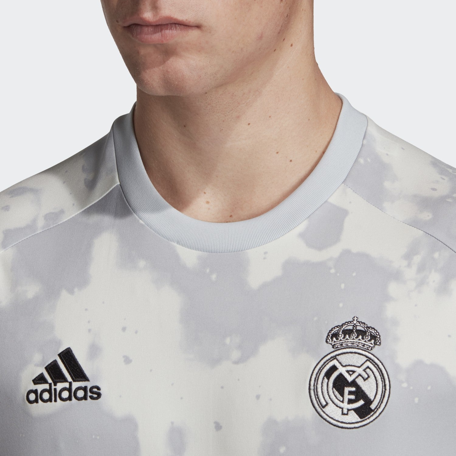 Men's Real Madrid Pre-Match Jersey - Grey/White - FL7865-ADIDAS by Adidas | Available at Niky's Sports