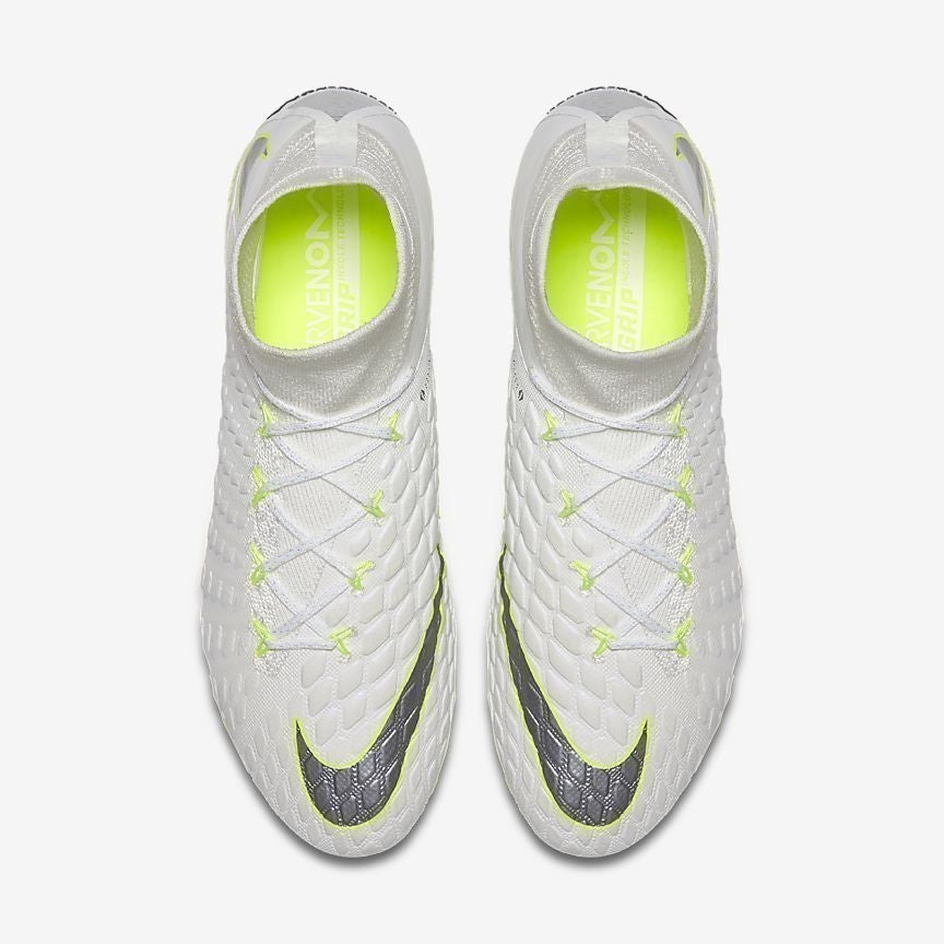 Hypervenom III Elite DF/FG Soccer Cleats - White/Volt/Grey - AJ3803-107-NIKE by Nike | Available at Niky's Sports