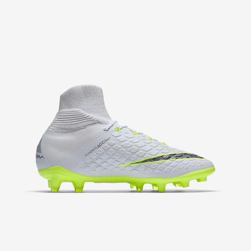 Kid's Hypervenom III Elite Dynamic Fit FG Soccer Cleats - White/Volt/Grey - AJ3791-107-NIKE by Nike | Available at Niky's Sports