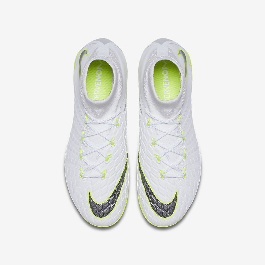 Kid's Hypervenom III Elite Dynamic Fit FG Soccer Cleats - White/Volt/Grey - AJ3791-107-NIKE by Nike | Available at Niky's Sports