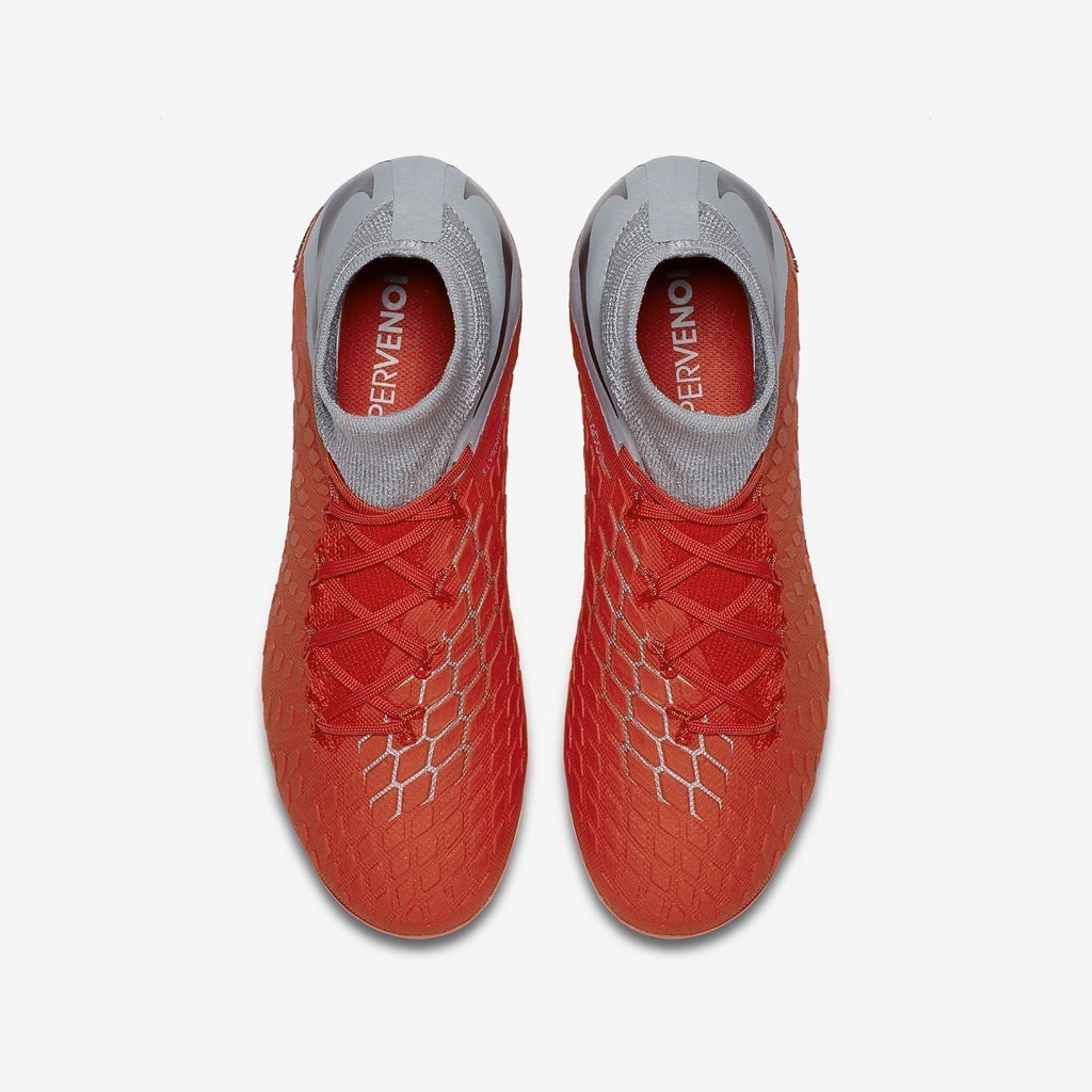 Kid's Hypervenom 3 Elite DF FG Soccer Cleats - Crimson/Grey/Silver