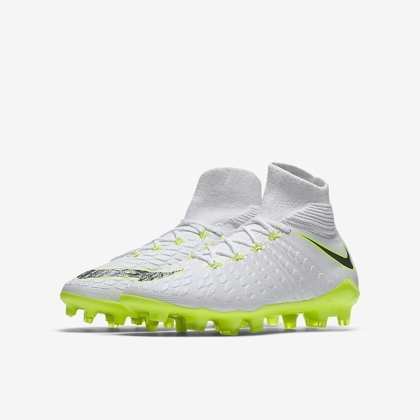 Kid's Hypervenom III Elite Dynamic Fit FG Soccer Cleats - White/Volt/Grey - AJ3791-107-NIKE by Nike | Available at Niky's Sports