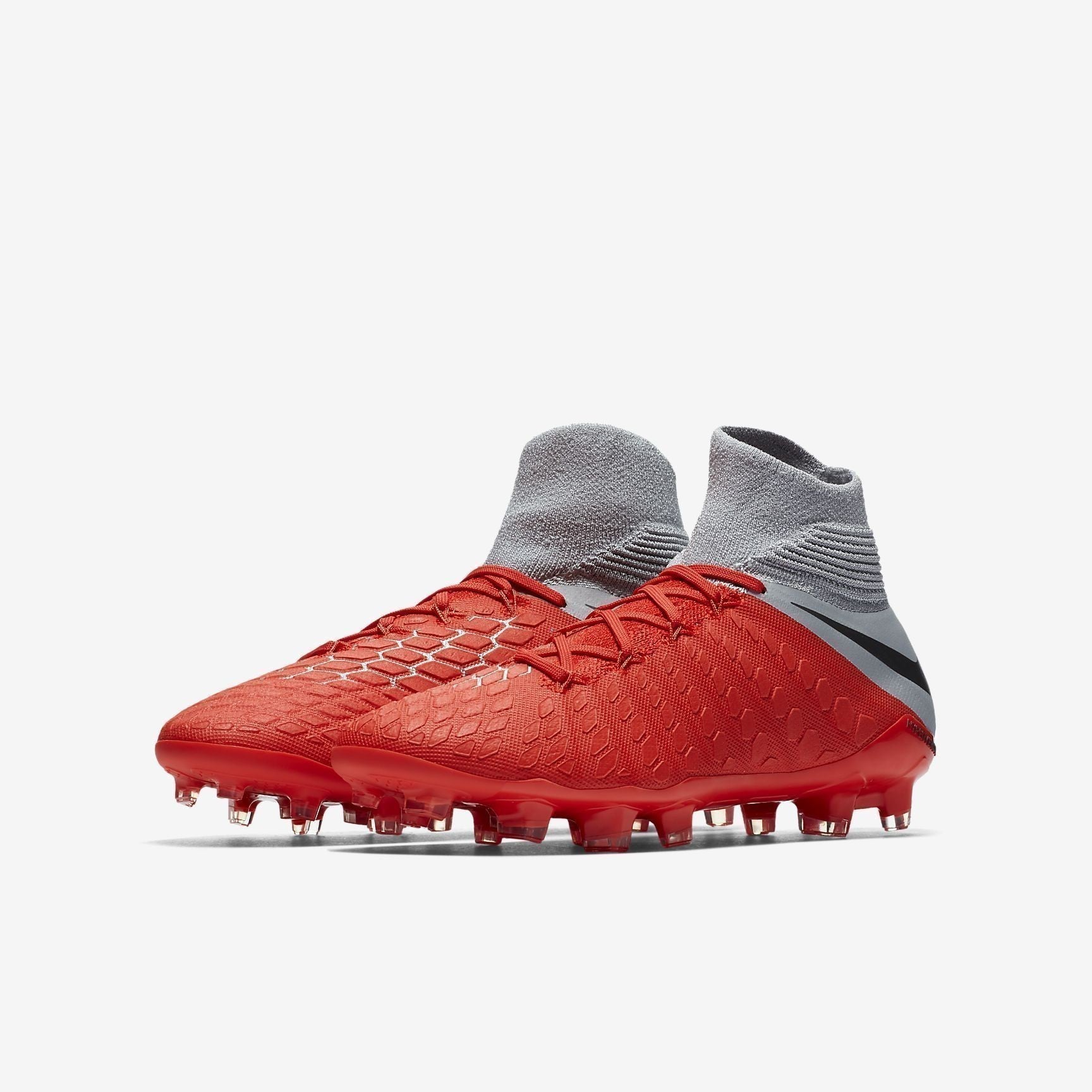 Kid's Hypervenom 3 Elite DF FG Soccer Cleats - Crimson/Grey/Silver