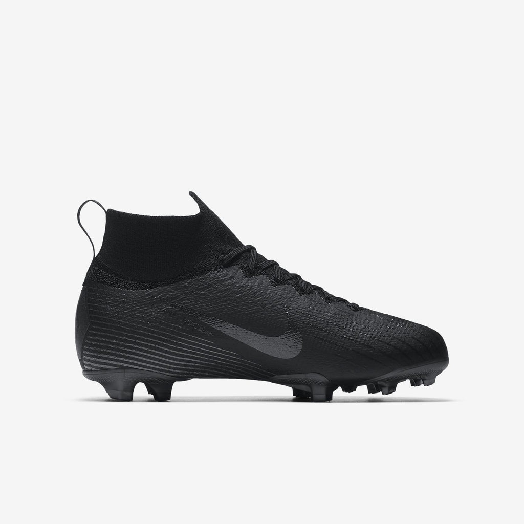 Kid's Superfly 6 Elite FG Soccer Cleats - Black/Light Crimson