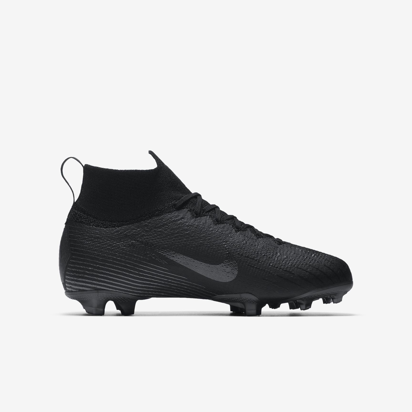 Kid's Superfly 6 Elite FG Soccer Cleats - Black/Light Crimson