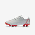 Kid's Vapor 12 Academy MG FG Soccer Cleats - Grey/Platinum/Silver - AH7347-060-NIKE by Nike | Available at Niky's Sports