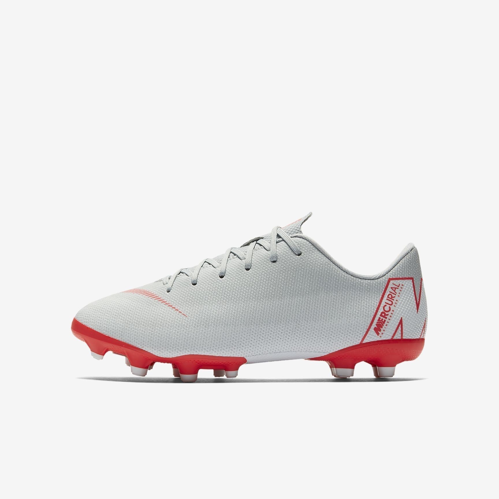 Kid's Vapor 12 Academy MG FG Soccer Cleats - Grey/Platinum/Silver - AH7347-060-NIKE by Nike | Available at Niky's Sports