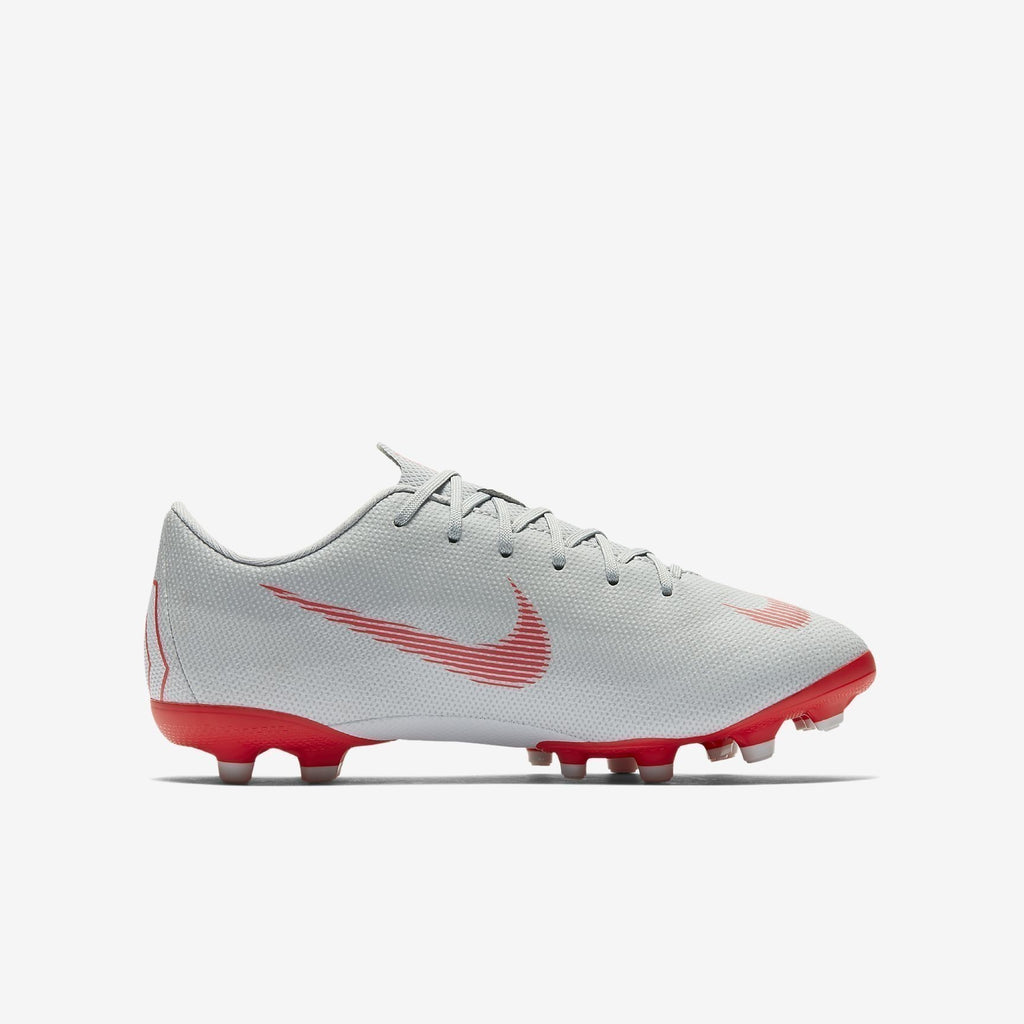 Kid's Vapor 12 Academy MG FG Soccer Cleats - Grey/Platinum/Silver - AH7347-060-NIKE by Nike | Available at Niky's Sports