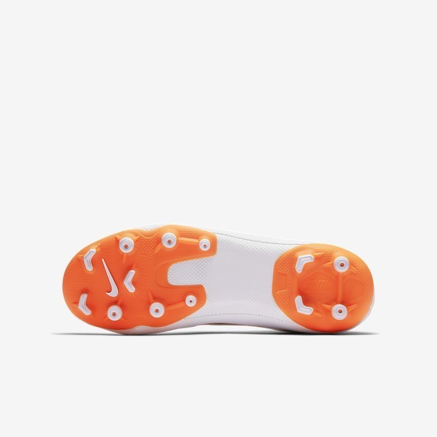 Kid's Superfly VI Academy MG Soccer Cleats - White/Total Orange/Grey - AH7337-107-NIKE by Nike | Available at Niky's Sports