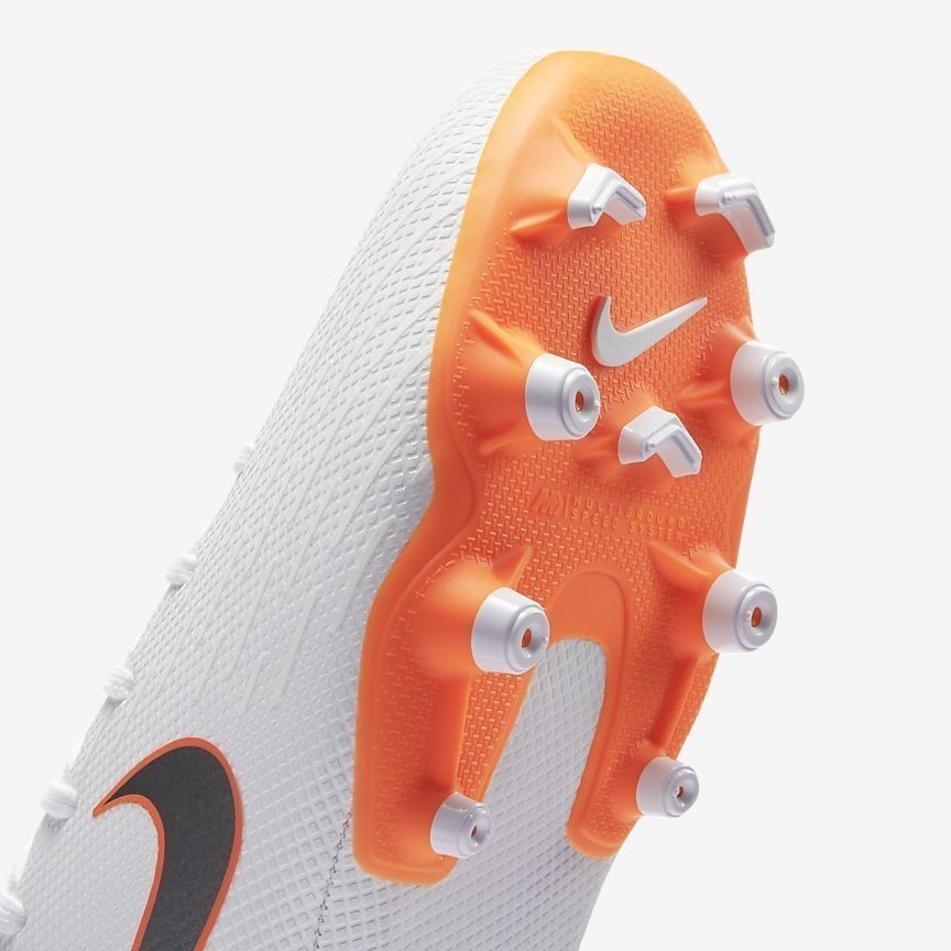 Kid's Superfly VI Academy MG Soccer Cleats - White/Total Orange/Grey - AH7337-107-NIKE by Nike | Available at Niky's Sports