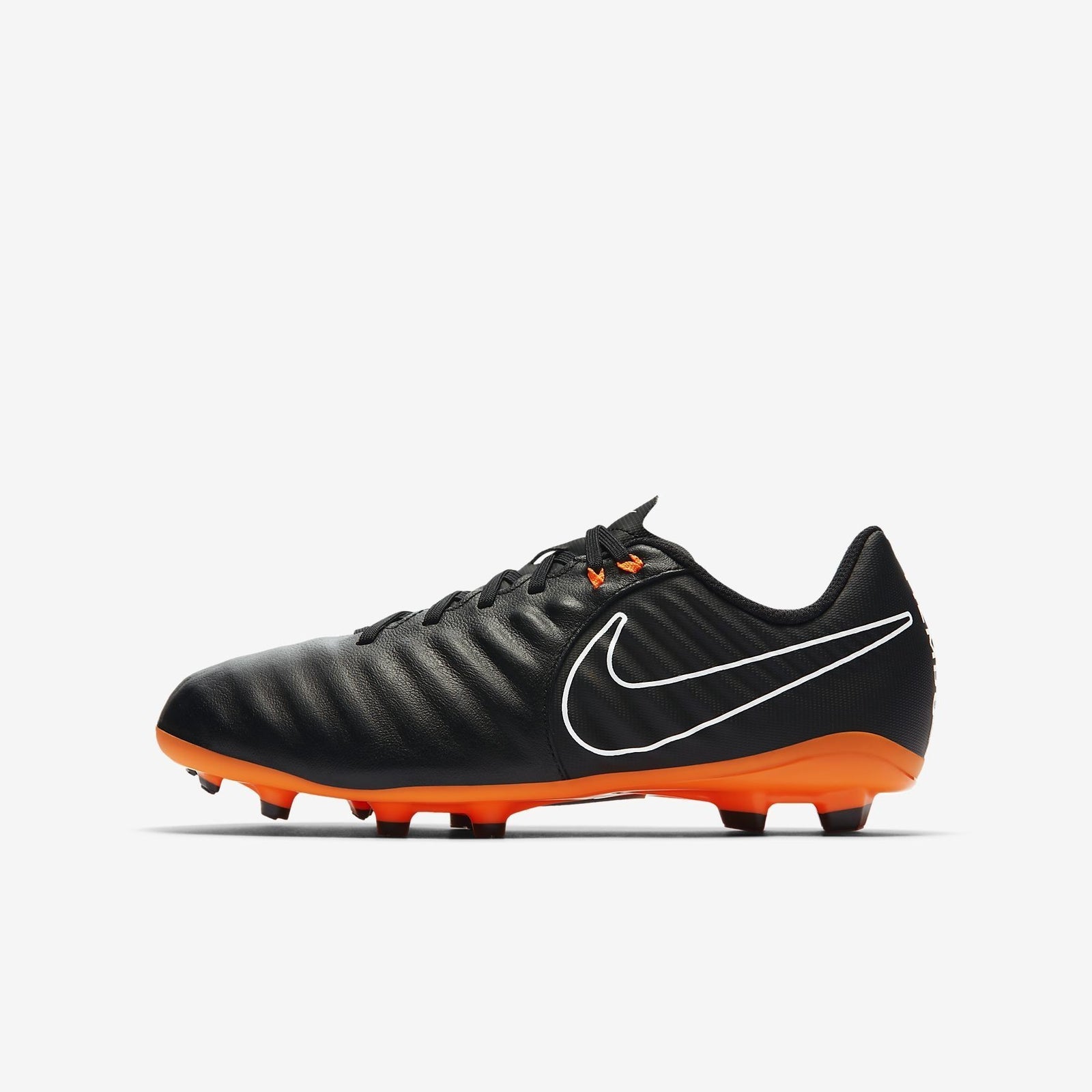 Kid's Legend 7 Academy FG Soccer Cleats - Black/Black/White/Total Orange - AH7254-080-NIKE by Nike | Available at Niky's Sports
