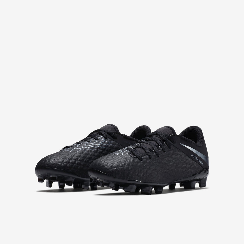Kid's Hypervenom Phantom 3 Academy FG Soccer Cleats - Black/Light Crimson - AJ4119-001-NIKE by Nike | Available at Niky's Sports
