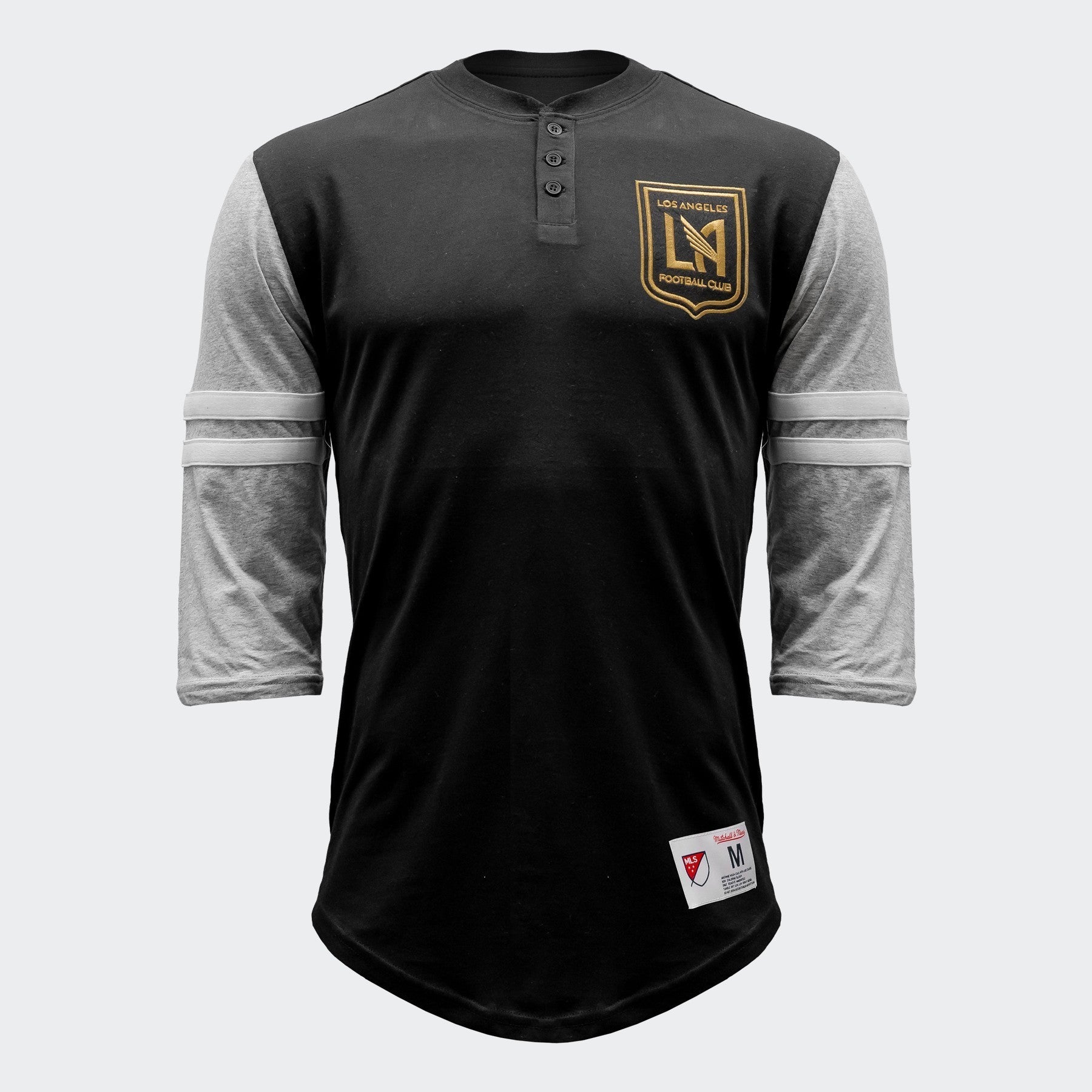 Men's LAFC 3/4 Sleeve Henley - Black/Gray/Gold