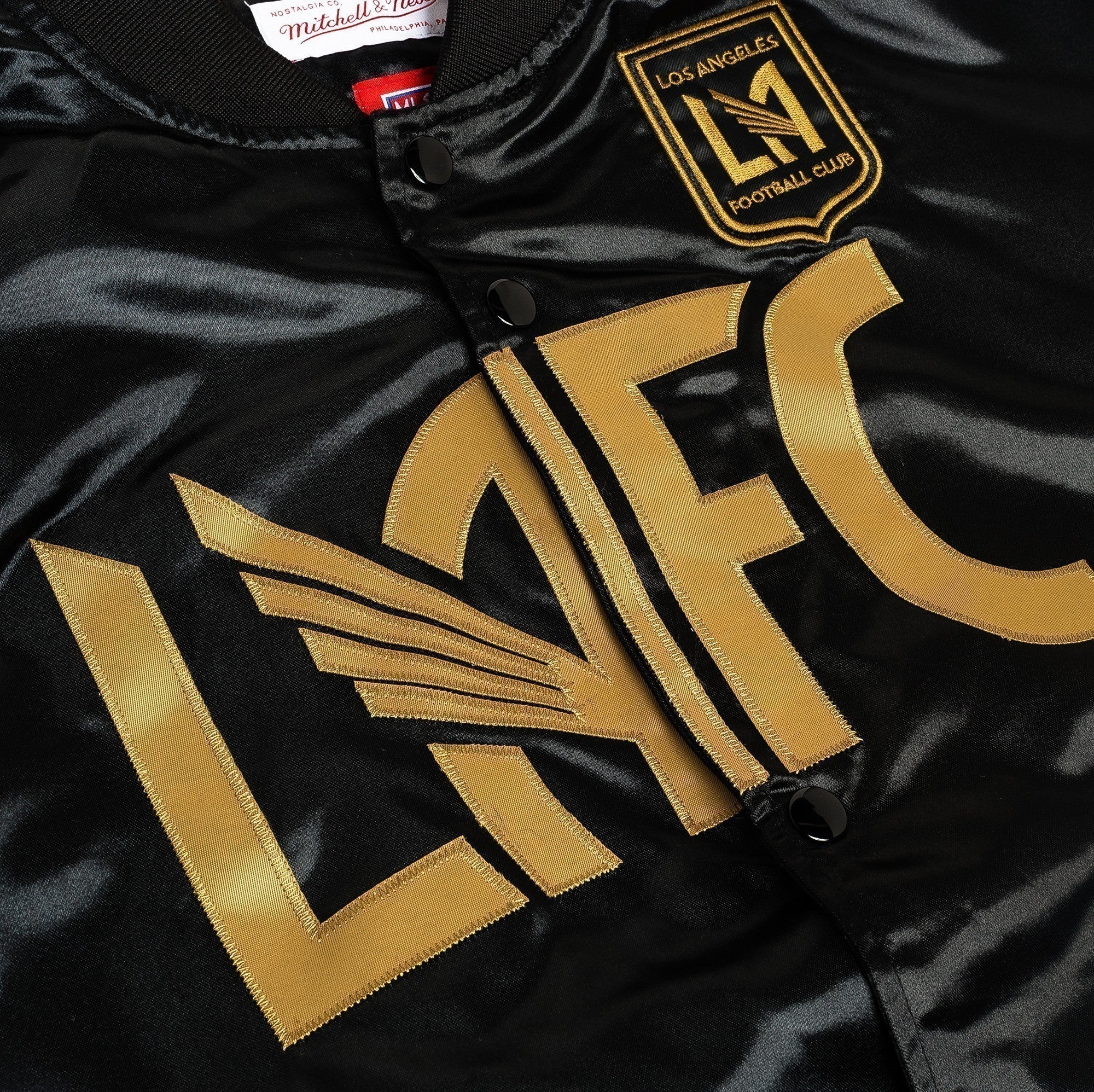 LAFC Special Script Satin Jack - STJKAJ18019-LAFBLCK-MITCHELL & NESS by Mitchell & Ness | Available at Niky's Sports