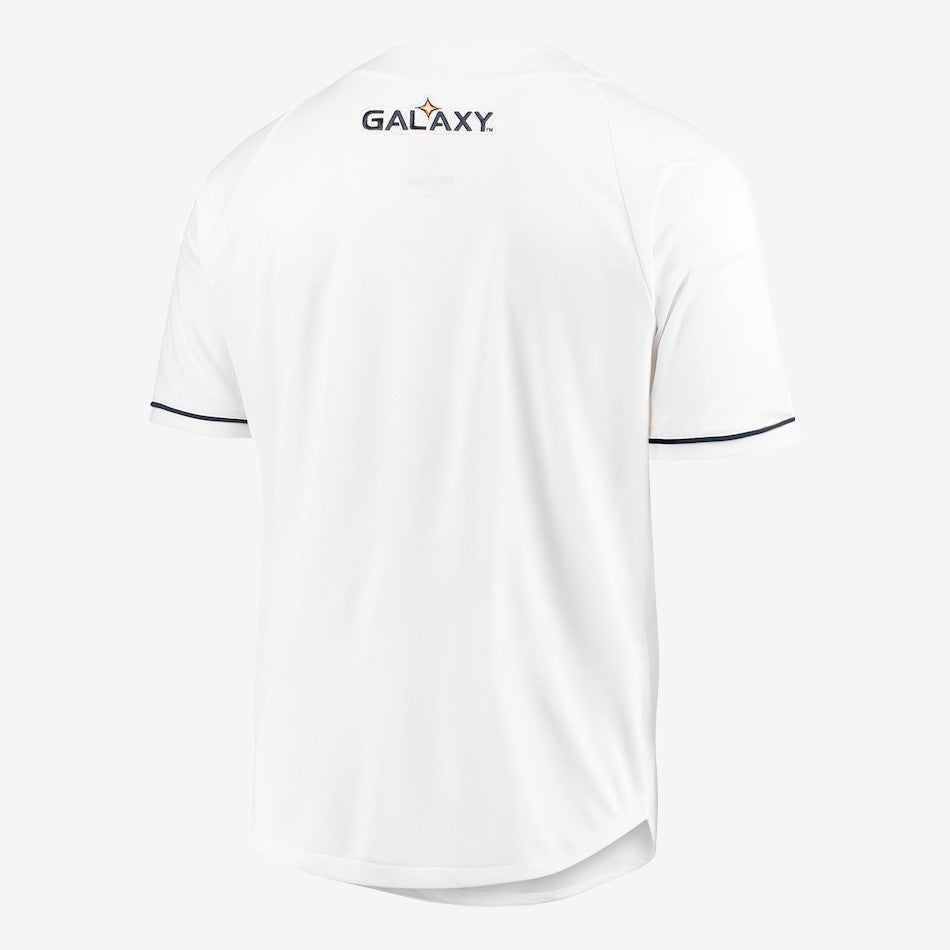 Men's LA Galaxy Streetwear Baseball Jersey - White - 12I3A-SGE2-FG7LGAX-ADIDAS by Adidas | Available at Niky's Sports