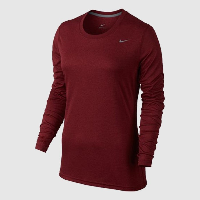 Women's Legend Long Sleeve - Burgundy - 453182-610-NIKE by Nike | Available at Niky's Sports