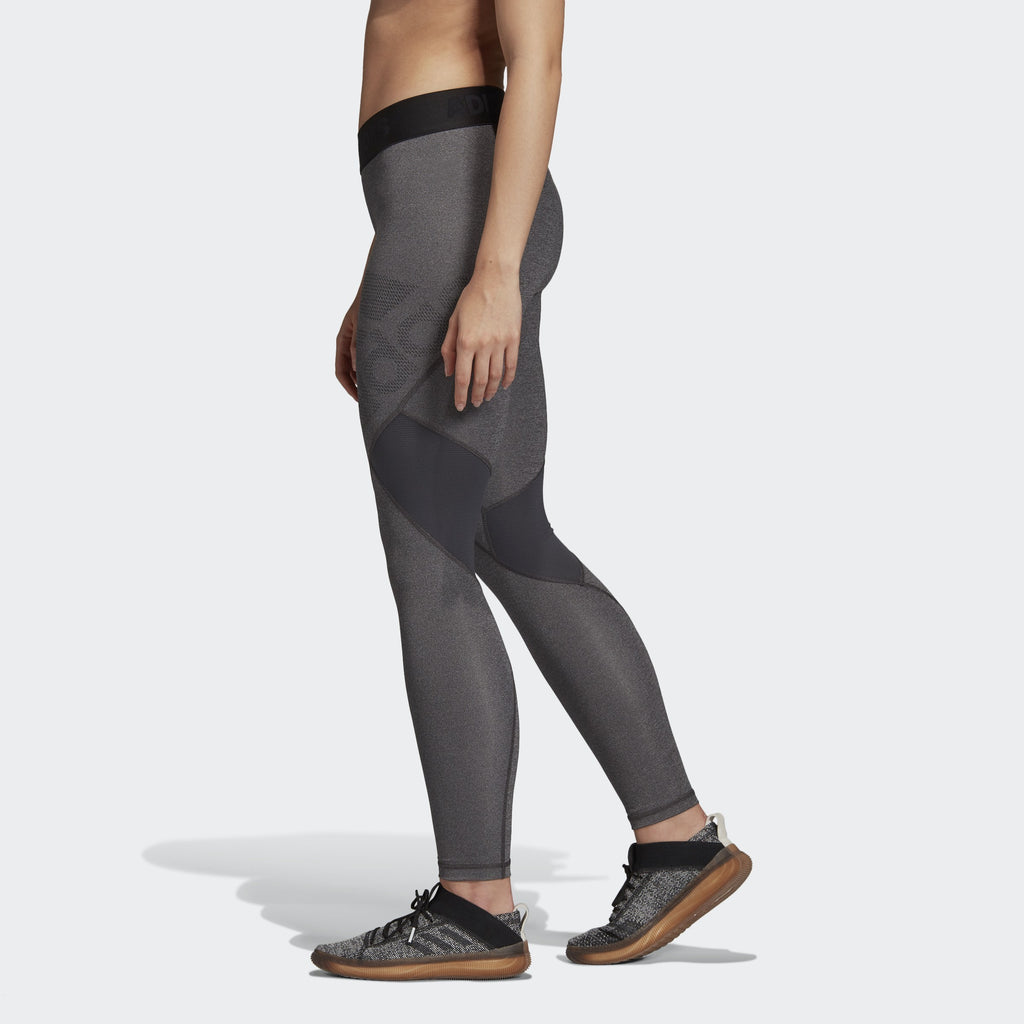 Women's Alphaskin Sport Training Leggings - Dark Grey Heather/Black - DX3664-ADIDAS by Adidas | Available at Niky's Sports