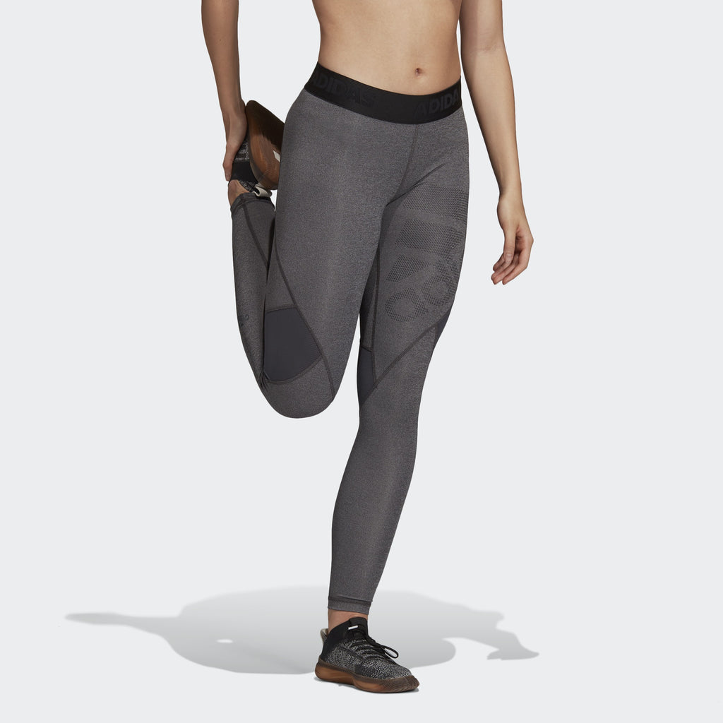 Women's Alphaskin Sport Training Leggings - Dark Grey Heather/Black - DX3664-ADIDAS by Adidas | Available at Niky's Sports